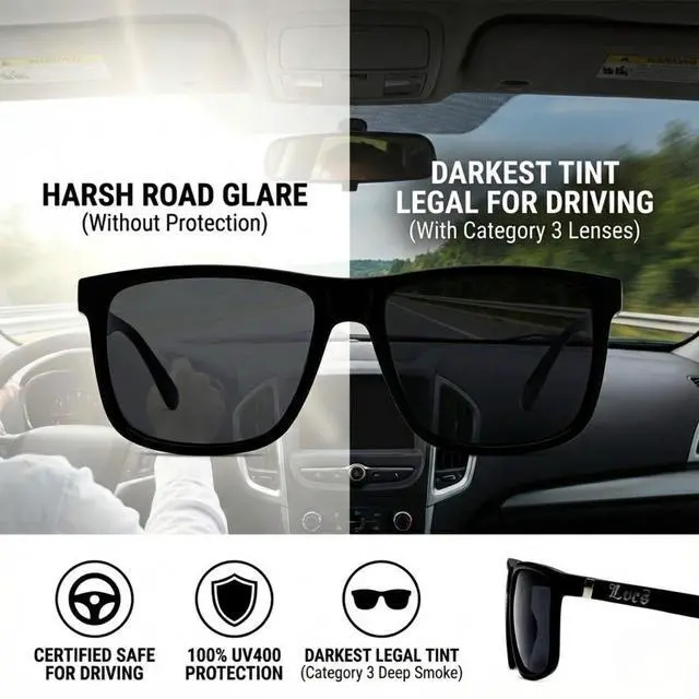 Alt view image 4 of 7 - Gangster Oversized Rectangular Horn Rim Sunglasses All Black, mens