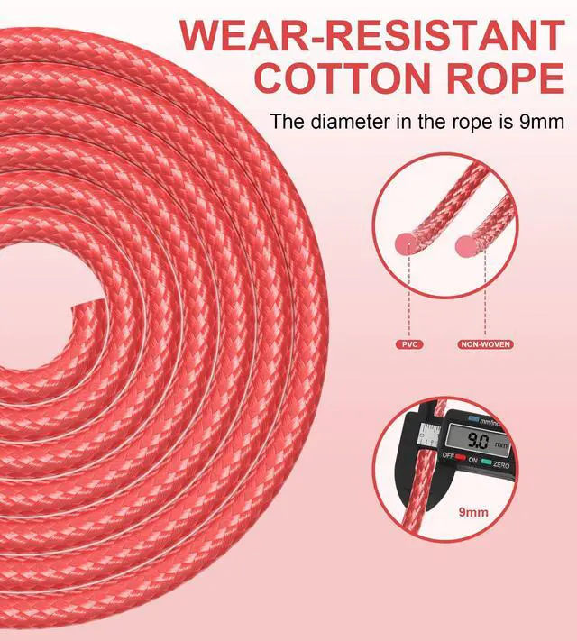 Alt view image 6 of 7 - Jump Rope for Fitness, Weighted Jumprope for Women Workout, Adjustable Adult Exercise Skipping Rope for Men (Red)