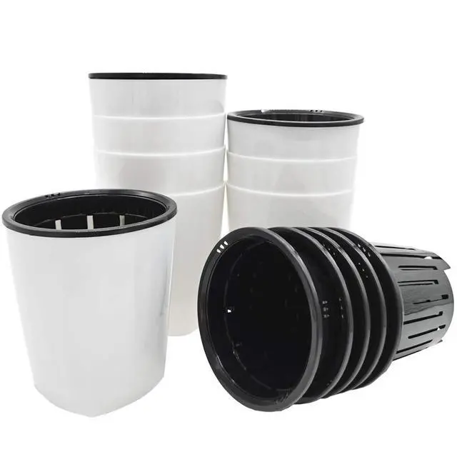 Alt view image 6 of 7 - 8 Pack 4 Inch Self Watering Plastic Planter with Inner Pot White Flower Plant Pot,Modern Decorative Flower Pot for All House Plants,Flowers,Herbs,African Violets