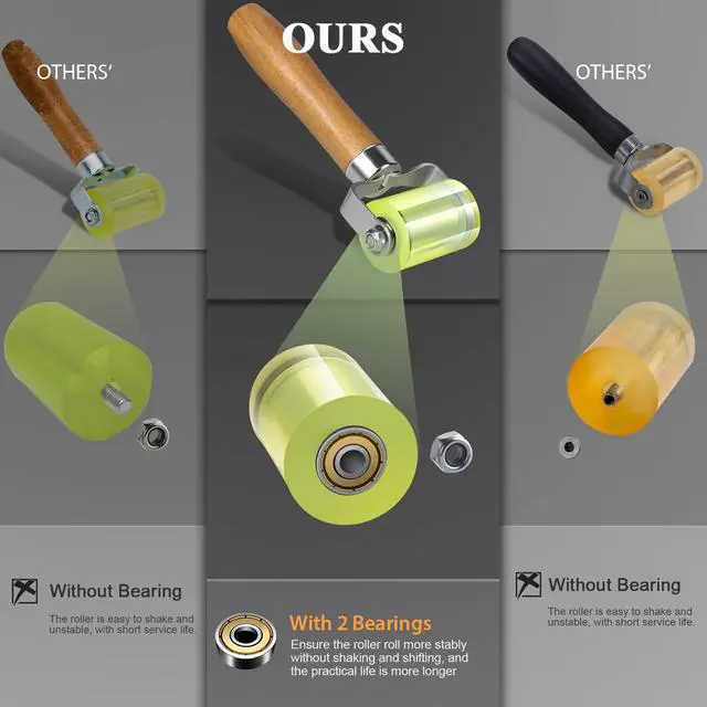 Alt view image 2 of 7 - Bearings Equipped Automotive Car Audio Sound Deadening Application Wheel Roller, Heat Abatement Mat Wallpaper Application PU Smoothing Tool Seam Roller