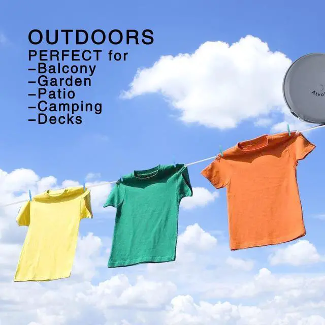 Alt view image 2 of 7 - Retractable Clothesline Outdoor Heavy Duty Clothes Line Retracting Indoors for Drying Clothes Portable Clothesline 40 Feed Laundry line with 24 pcs Clothespins