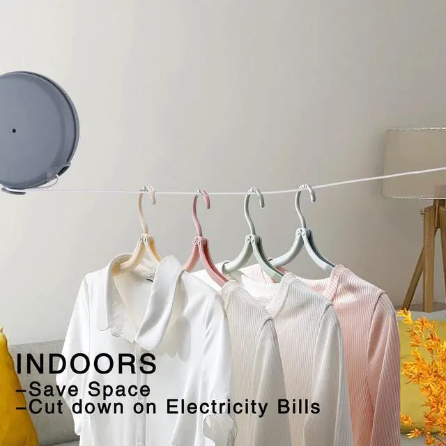 Alt view image 3 of 7 - Retractable Clothesline Outdoor Heavy Duty Clothes Line Retracting Indoors for Drying Clothes Portable Clothesline 40 Feed Laundry line with 24 pcs Clothespins