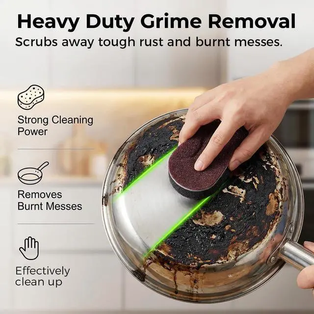 Alt view image 3 of 7 - Magic Cleaning Sponges Eraser, 2026 New Non-Scratch Dual-Sided Sponges, Multi-Functional Non Scratch Scrub Sponge for Kitchen Bathroom Wall Floor Sink Tub Stain Removal (5pcs)