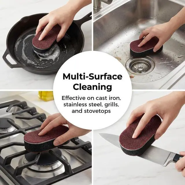 Alt view image 6 of 7 - Magic Cleaning Sponges Eraser, 2026 New Non-Scratch Dual-Sided Sponges, Multi-Functional Non Scratch Scrub Sponge for Kitchen Bathroom Wall Floor Sink Tub Stain Removal (5pcs)