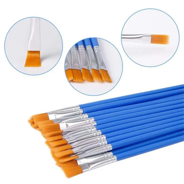 Alt view image 3 of 6 - 30 Pcs Flat Paint Brushes, Small Brush Bulk for Detail Painting | Nylon Bristles Plastic Short Handle, Art Crafts School Projects, Flat Detail Painting, Crafts Face Painting
