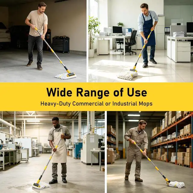 Alt view image 7 of 7 - Heavy Duty Commercial Mop, Industrial Mop with 59-in Long Handle | String Wet Mop for Floor CLeaning, Cotton Mops for Home, Kitchen, Garage Concrete, Office