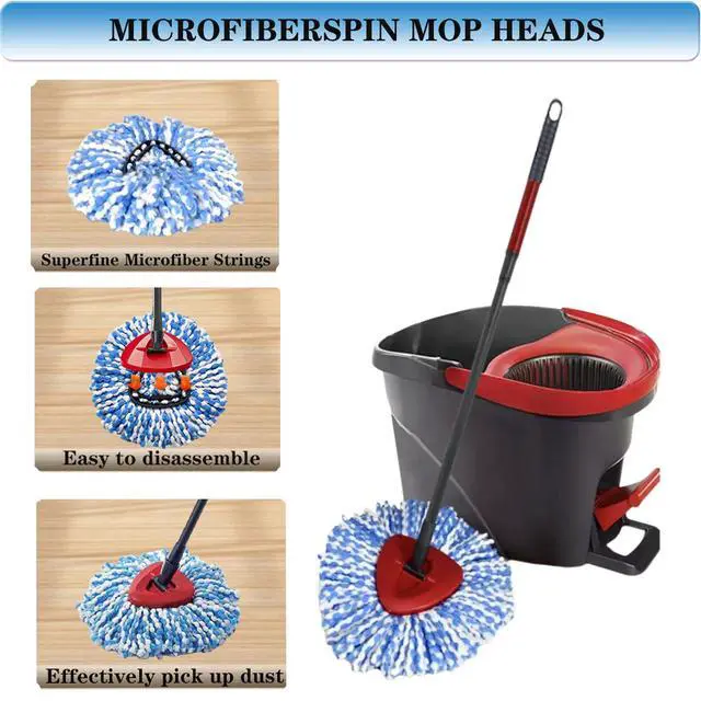 Alt view image 3 of 7 - Mop Heads Replacement for O-Ceda Easy Wrin Spin Mop, Microfiber Spin Mop Refills, 4 Packs Mop Head Replacement Easy Cleaning Machine Washable