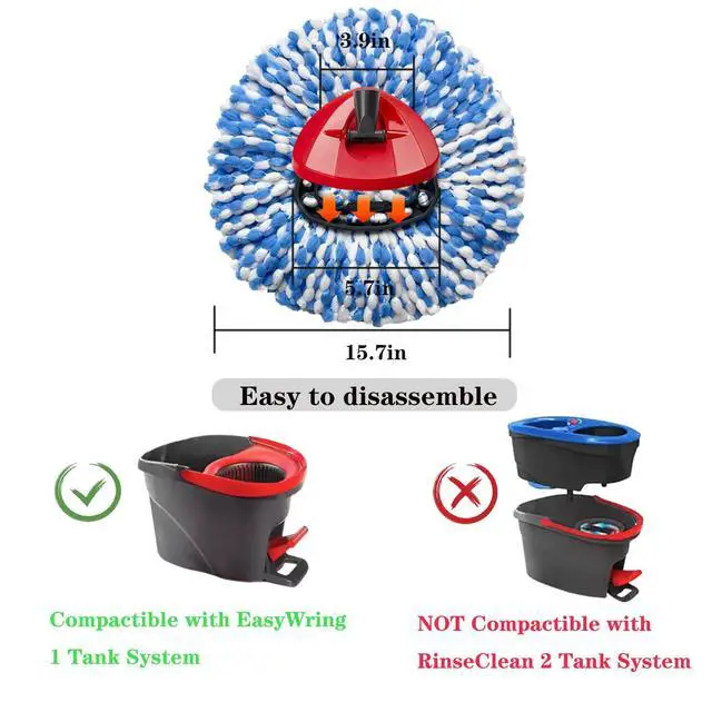 Alt view image 2 of 7 - Mop Heads Replacement for O-Ceda Easy Wrin Spin Mop, Microfiber Spin Mop Refills, 4 Packs Mop Head Replacement Easy Cleaning Machine Washable