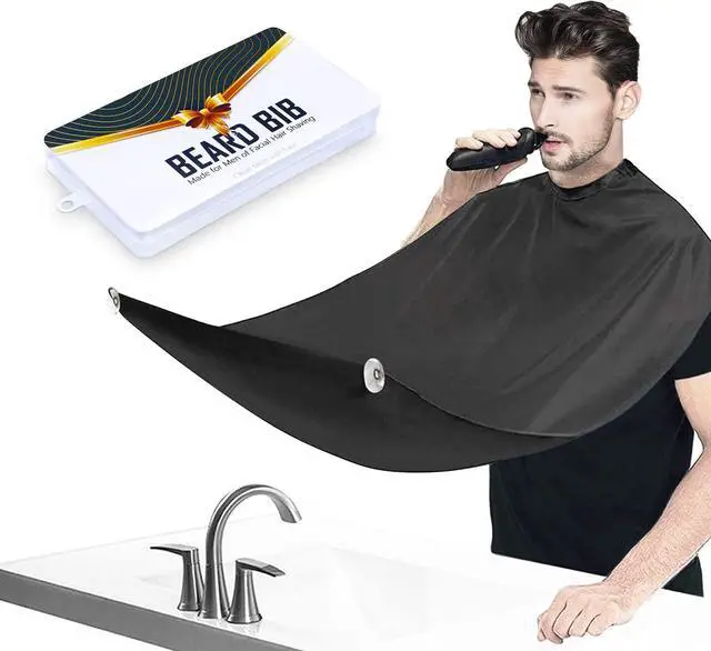 Main image of Beard Bib Apron, Beard Hair Catcher for Men Shaving & Trimming Non-Stick Waterproof Grooming Cloth with 3 Suction Cups & A Box Valentines Gifts for Men Him Boyfriend