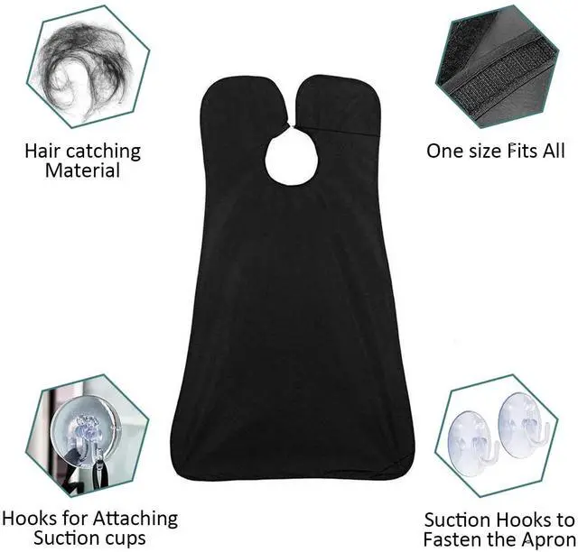 Alt view image 3 of 7 - Beard Bib Apron, Beard Hair Catcher for Men Shaving & Trimming Non-Stick Waterproof Grooming Cloth with 3 Suction Cups & A Box Valentines Gifts for Men Him Boyfriend