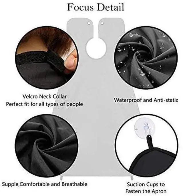 Alt view image 6 of 7 - Beard Bib Apron, Beard Hair Catcher for Men Shaving & Trimming Non-Stick Waterproof Grooming Cloth with 3 Suction Cups & A Box Valentines Gifts for Men Him Boyfriend