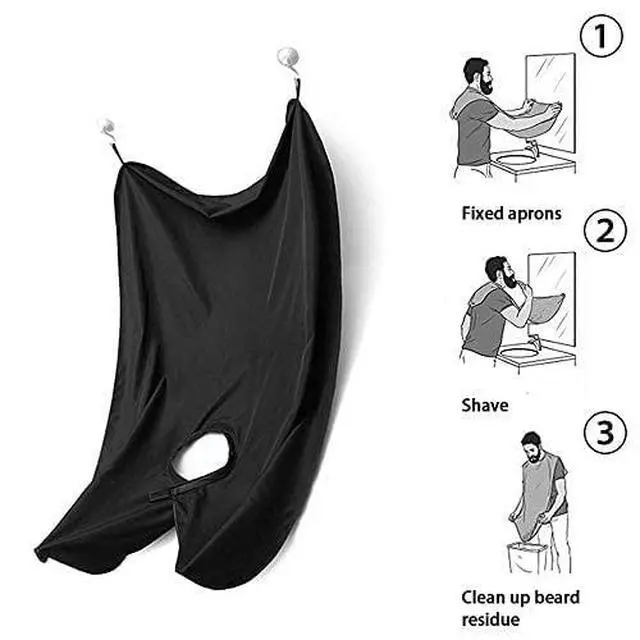 Alt view image 7 of 7 - Beard Bib Apron, Beard Hair Catcher for Men Shaving & Trimming Non-Stick Waterproof Grooming Cloth with 3 Suction Cups & A Box Valentines Gifts for Men Him Boyfriend