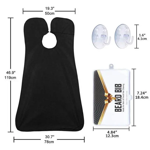 Alt view image 2 of 7 - Beard Bib Apron, Beard Hair Catcher for Men Shaving & Trimming Non-Stick Waterproof Grooming Cloth with 3 Suction Cups & A Box Valentines Gifts for Men Him Boyfriend