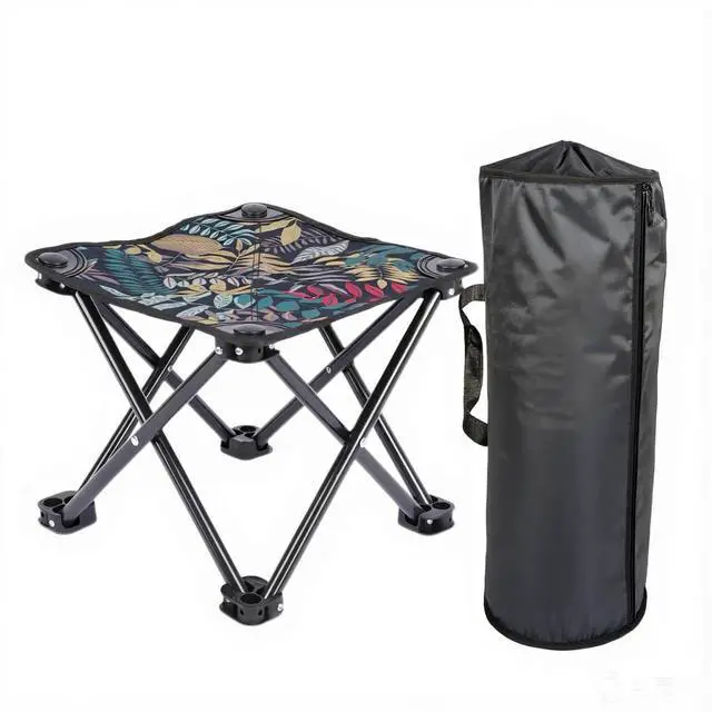 Main image of Folding Stool, Portable Collapsible Camping Stool, Outdoor Foot Rest Ottoman, Lightweight Foldable Backpack Stool for Patio, Hiking & Travel