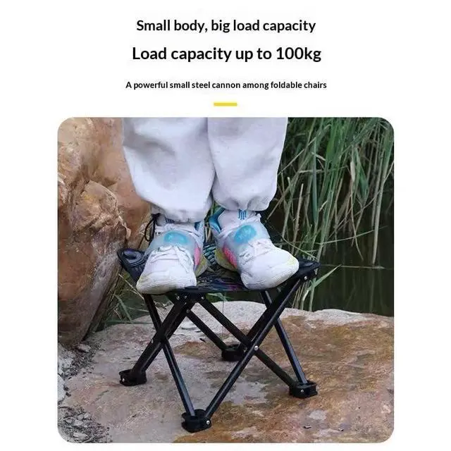Alt view image 6 of 7 - Folding Stool, Portable Collapsible Camping Stool, Outdoor Foot Rest Ottoman, Lightweight Foldable Backpack Stool for Patio, Hiking & Travel