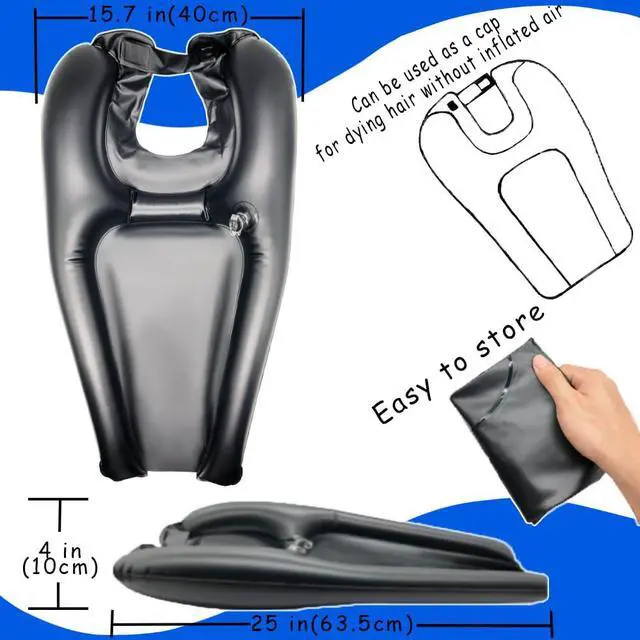 Alt view image 5 of 6 - Inflatable Shampoo Bowl, Portable Hair Washing Tray for Bedside and in Bed, Lightweight Shampoo Basin for Elderly, Disabled, Pregnant, Injured, Bedridden, Handicap, Lightweight Hair Washing Sink