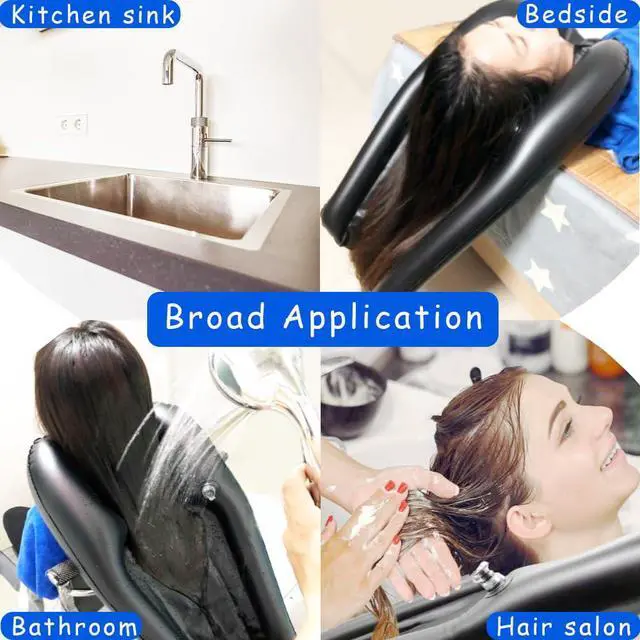 Alt view image 6 of 6 - Inflatable Shampoo Bowl, Portable Hair Washing Tray for Bedside and in Bed, Lightweight Shampoo Basin for Elderly, Disabled, Pregnant, Injured, Bedridden, Handicap, Lightweight Hair Washing Sink