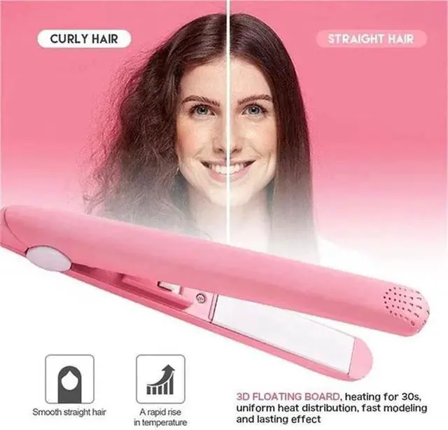Alt view image 3 of 6 - 2024 New Purple Werdeny Mini Ceramic Hair Curler & Straightener, 2-in-1 Curling Iron with 1/2 Inch Barrel for Short and Fine Hair