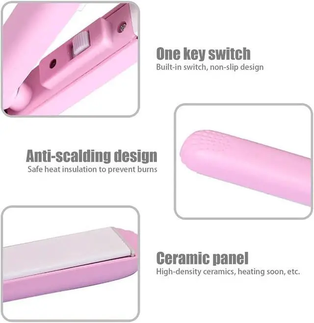 Alt view image 4 of 6 - 2024 New Purple Werdeny Mini Ceramic Hair Curler & Straightener, 2-in-1 Curling Iron with 1/2 Inch Barrel for Short and Fine Hair