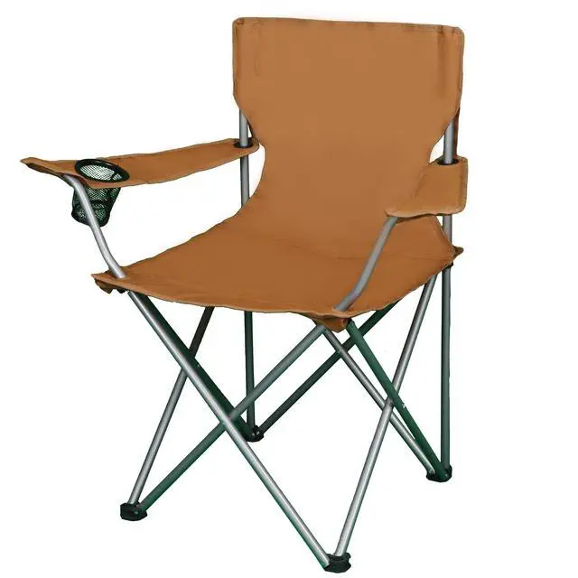 Alt view image 3 of 5 - Basic Quad Folding Camp Chair, 250LBS Heavy Duty Steel Frame Outdoor Chair, 600D PE Coated Durable Polyester Fabric Foldable Chair with Mesh Cup Holder & Carry Bag.