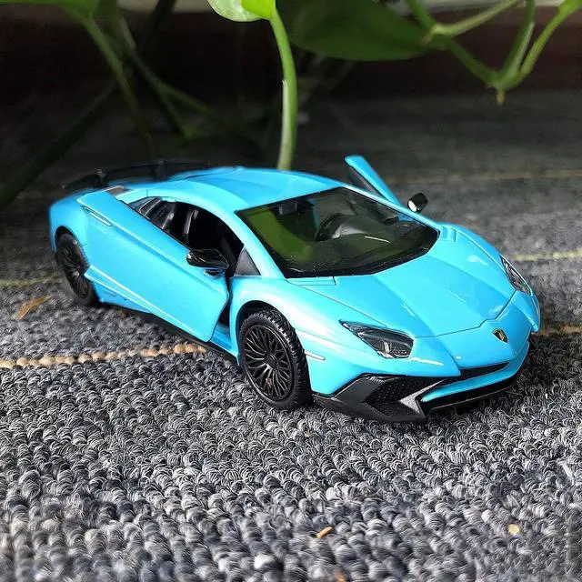Alt view image 4 of 7 - 1/36 Scale Lamborghini Aventador LP700-4 Casting Car Model, Zinc Alloy Toy Car for Kids, Pull Back Vehicles Toy Car for Toddlers Kids Boys Girls Gift (Blue)