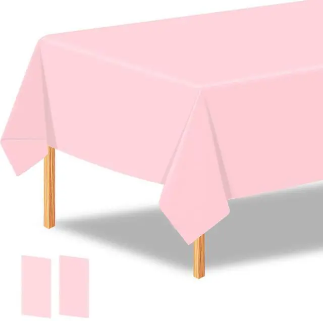 Main image of 2 Pcs Light Pink Plastic Tablecloth,54 x 108 Inch Pink Tablecloth | Disposable Pink Party Table Covers for Valentines, Easter, Mothers Day Decorations, Baby Shower Birthday Party
