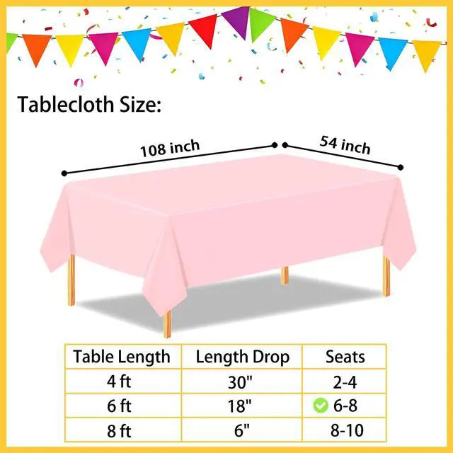 Alt view image 2 of 7 - 2 Pcs Light Pink Plastic Tablecloth,54 x 108 Inch Pink Tablecloth | Disposable Pink Party Table Covers for Valentines, Easter, Mothers Day Decorations, Baby Shower Birthday Party