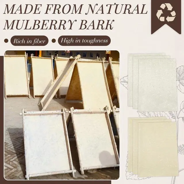 Alt view image 7 of 7 - Mulberry Paper A4 Natural Fiber Rice Papers 8.3x11.7in 20 Sheets | White Decoupage Tissue Paper, Writing, Painting, Decorative, Card Making Scrapbooking, Bookbinding & DIY Crafts