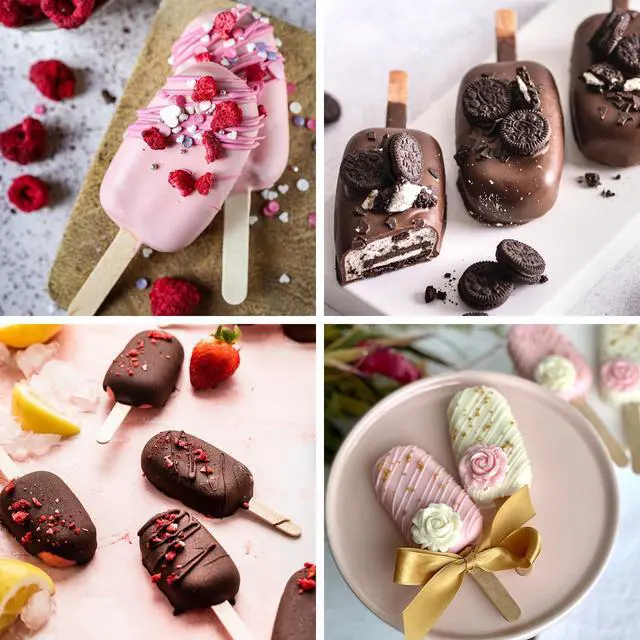 Alt view image 5 of 7 - Popsicle Silicone Molds Set, 2 PCS Ice Cream Mold(Standard Size/Pink) | with 50 Wooden Sticks for Cake Pop, Ice Pop, Cakesicles