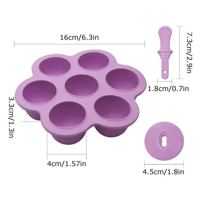 Alt view image 5 of 7 - Silicone Popsicle Molds 7-cavity DIY Ice Pop Mold with Colorful Sticks For egg biting ice cream molds storage containers non stick cake molds (Purple)