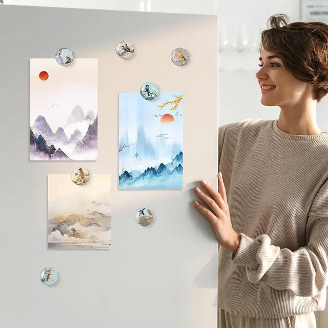 Alt view image 3 of 6 - 16PCS Bird Fridge Magnets, Cute Decoration for Refrigerator Locker Whiteboard Decorative Magnetic Board Cabinets Classroom Office Cubicle