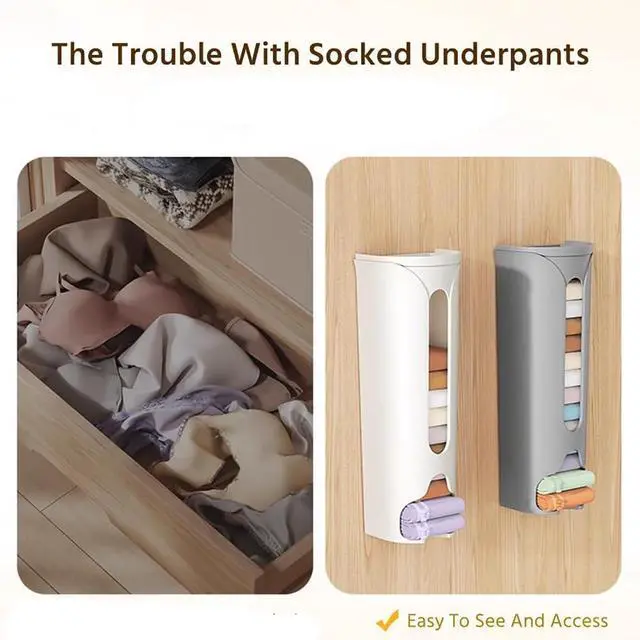 Alt view image 3 of 7 - 2023 New Wall Mounted Socks Panties Storage Box, Underwear Organizer Wall Mount - Punch Free Multifunctional Storage Box for Storing Panty, Lingerie, Ties (3PCS)
