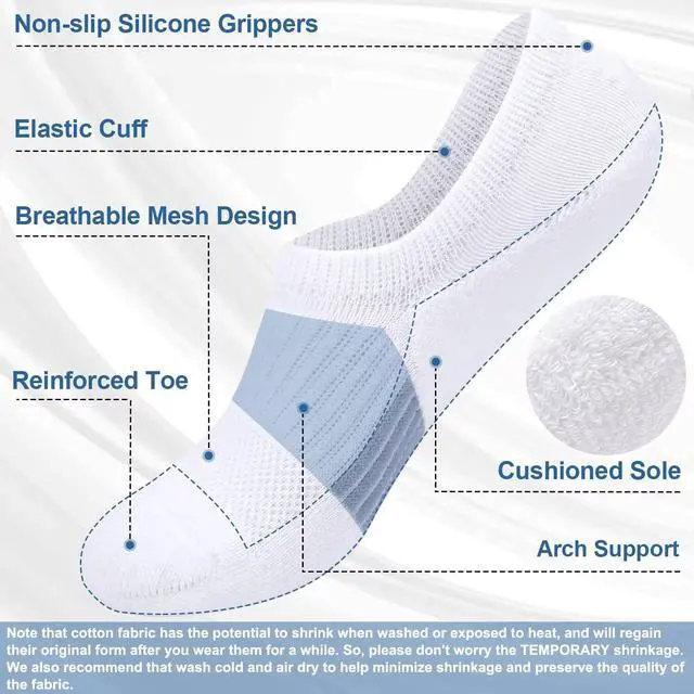 Alt view image 4 of 6 - No Show Socks Womens Cushioned Low Cut Athletic Hidden Liner Socks for Sneakers Footies Ankle Sports Invisible Running Socks 6 Pairs Size 6-9