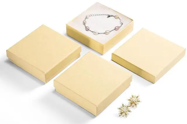 Main image of Jewelry Gift Boxes 3.5x3.5x1 Matte Brown 20 Pcs Cotton Filled Lids | Cardboard Box,Bulk Shipping Packaging for Small Business,Festive Day,Necklace Earring Bracelet Ring,Kraft Square Cases