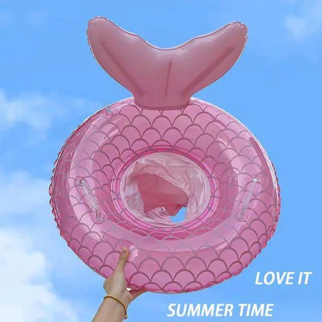 Alt view image 4 of 7 - New Baby Swimming Pool Floats for Toddler Kids 8-48 Months Under 44lb, Inflatable Swim Ring Water Raft with Seat and Handle for Summer Beach Outdoor Children Infant Bath Toys (Pink Mermaid 2)