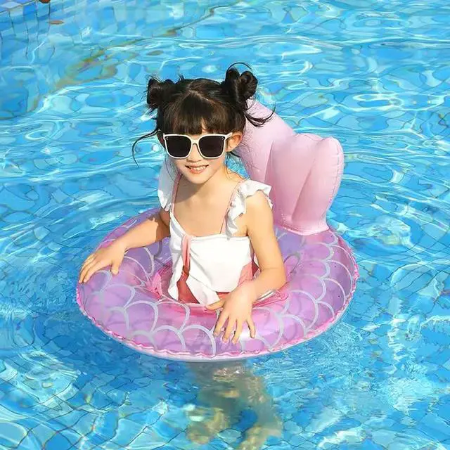 Alt view image 5 of 7 - New Baby Swimming Pool Floats for Toddler Kids 8-48 Months Under 44lb, Inflatable Swim Ring Water Raft with Seat and Handle for Summer Beach Outdoor Children Infant Bath Toys (Pink Mermaid 2)