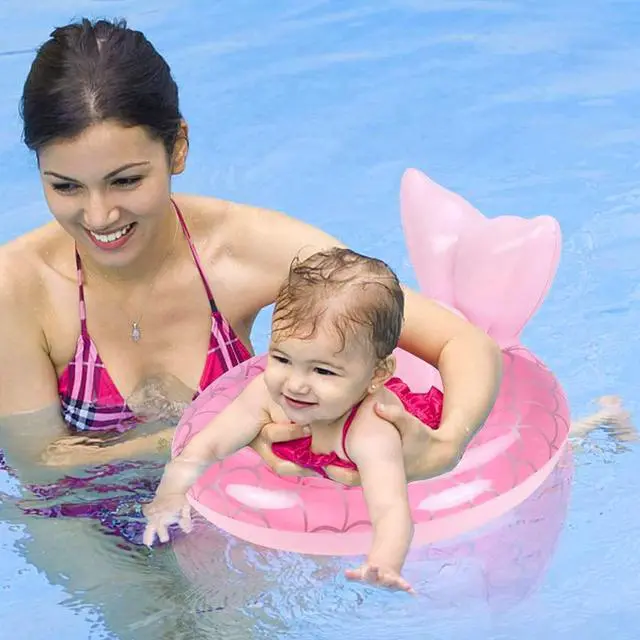 Alt view image 2 of 7 - New Baby Swimming Pool Floats for Toddler Kids 8-48 Months Under 44lb, Inflatable Swim Ring Water Raft with Seat and Handle for Summer Beach Outdoor Children Infant Bath Toys (Pink Mermaid 2)