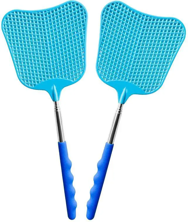 Main image of Fly Swatter Set of 2, Indoor Outdoor Telescopic Fly Swatters-Blue | Fly Swatter 2 Pack, Durable Telescopic Stainless Steel Extendable Handles, for Home and Office, 2Pcs, Blue