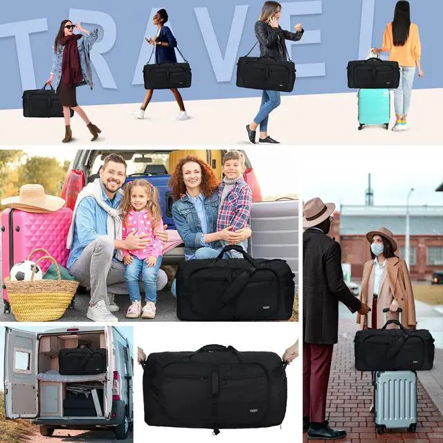 Alt view image 2 of 6 - 65L Duffle Bag Foldable Travel Duffel Bags for Men Women Travel Bag | Shoes Compartment, 65L Large Capacity, Foldable, Packable, Water Repellent, Tear Resistant, for Traveling Gym Overnight Camp