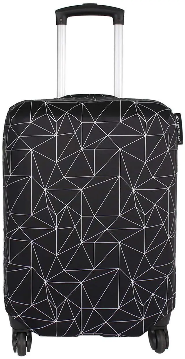 Main image of Luggage Cover Fits 31-32 inch Case (Black Polygonal, XL) | Washable & High Elastic Fabric, Anti-Scratch, Fashion Suitcase Cover Protector, TSA Aprroved