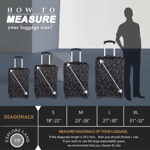Alt view image 5 of 7 - Luggage Cover Fits 31-32 inch Case (Black Polygonal, XL) | Washable & High Elastic Fabric, Anti-Scratch, Fashion Suitcase Cover Protector, TSA Aprroved