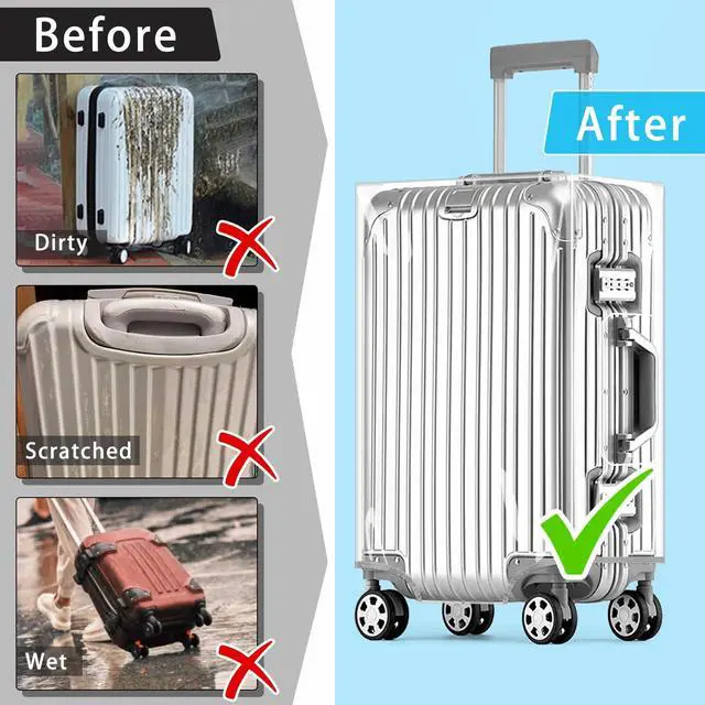 Alt view image 7 of 7 - Clear PVC Suitcase Cover Tough Protector, 20 Inch Luggage Covers for Wheeled Suitcase 20"
