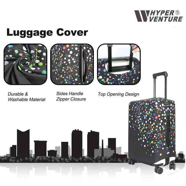 Alt view image 2 of 7 - Travel Luggage Cover Suitcase Protector Fits 27-30 Inch, L | Washable Elastic Spandex Fabric, Anti-scratch & Dustproof, Carry on Cover Tsa Approved, Color Dots