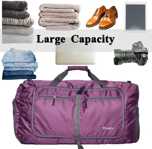 Alt view image 6 of 7 - Travel Duffel Bag Large Foldable Waterproof Overnight Bag for Beach Swim Bags Pool Sports Gym (60L Purple)