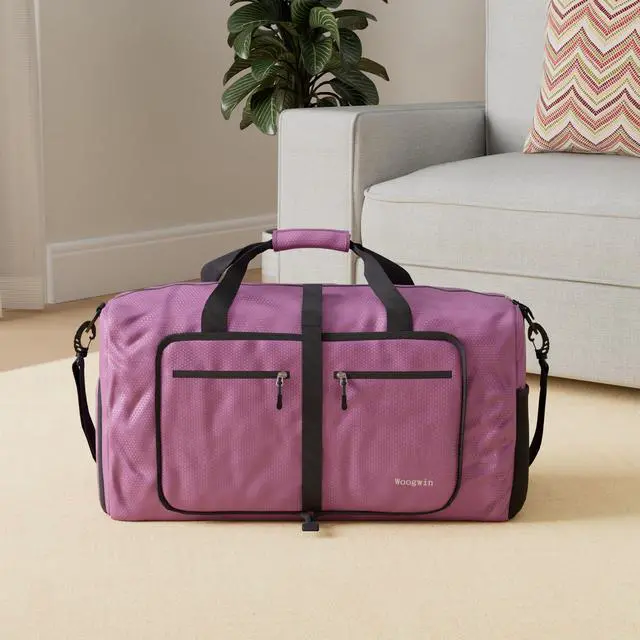 Alt view image 2 of 7 - Travel Duffel Bag Large Foldable Waterproof Overnight Bag for Beach Swim Bags Pool Sports Gym (60L Purple)
