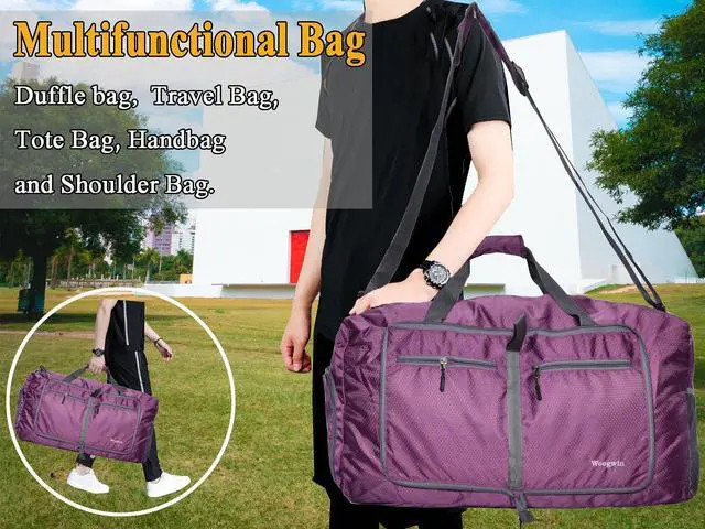 Alt view image 7 of 7 - Travel Duffel Bag Large Foldable Waterproof Overnight Bag for Beach Swim Bags Pool Sports Gym (60L Purple)