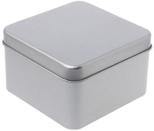 Main image of 9x9cm Small Metal Tin Silver Storage Box for Case Organizer for Money Coin Candy Storage Box Bottle Spray Organizer Basket Rack Tank Container Airtight Glass Dispenser Seal Food
