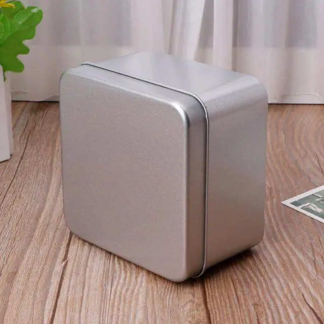 Alt view image 2 of 7 - 9x9cm Small Metal Tin Silver Storage Box for Case Organizer for Money Coin Candy Storage Box Bottle Spray Organizer Basket Rack Tank Container Airtight Glass Dispenser Seal Food