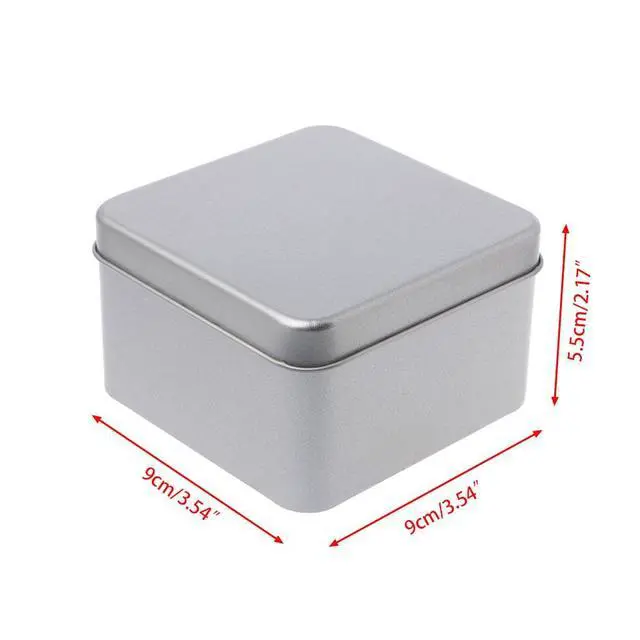 Alt view image 4 of 7 - 9x9cm Small Metal Tin Silver Storage Box for Case Organizer for Money Coin Candy Storage Box Bottle Spray Organizer Basket Rack Tank Container Airtight Glass Dispenser Seal Food