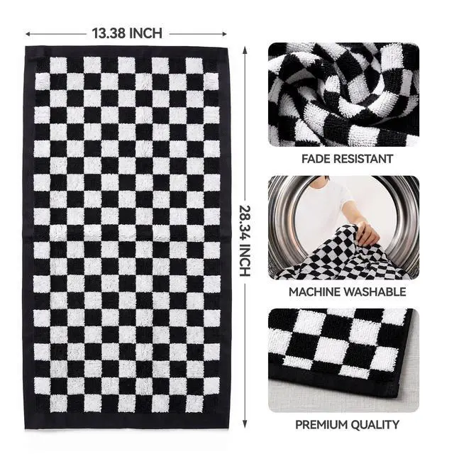 Alt view image 2 of 5 - Extra Premium Bath Towels, 100% Lighter Weight Ring Spun Cotton Towels | Highly Absorbent, Quicker to Dry, Soft Feel, Perfect for Daily Use, Black & White